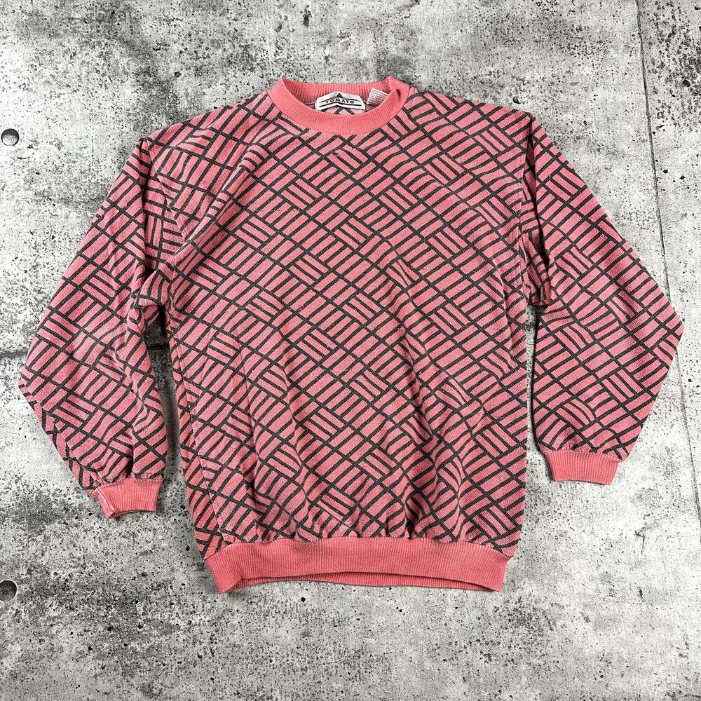Vintage Color Block Sweatshirt Patterned 80s Retro Style